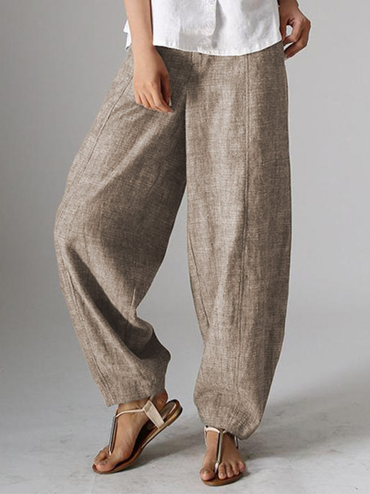 Casual Color sólido Bolsillos holgados Harem Pantalones para Mujer