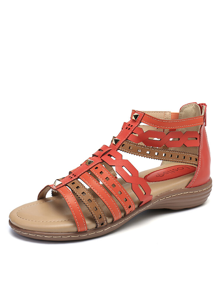 Women Rome Hollow Colorful Zipper Gladiator Sandals