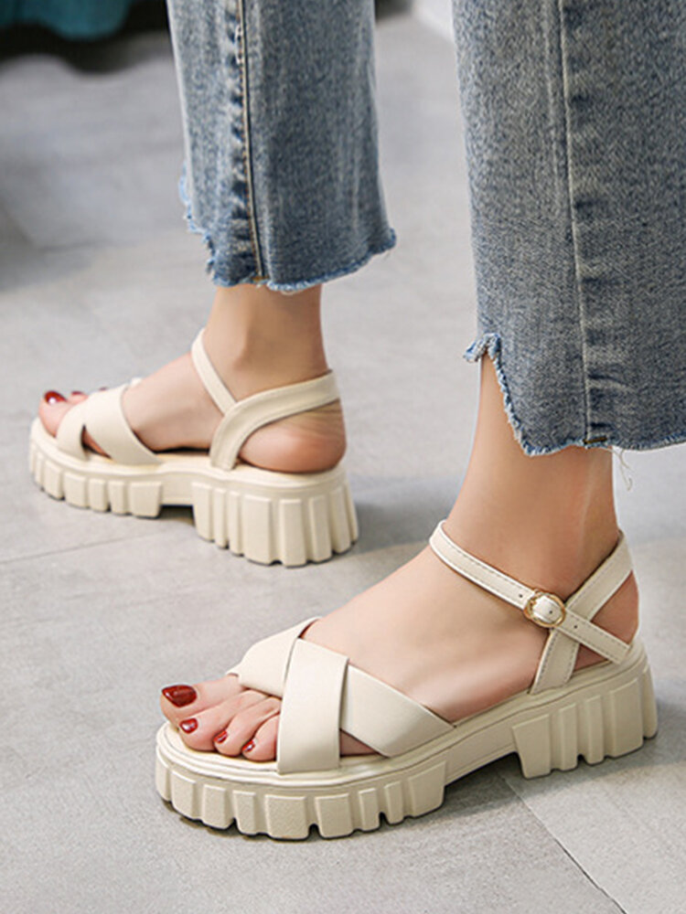 Women Casual Comfy Hasp Platform Sandals