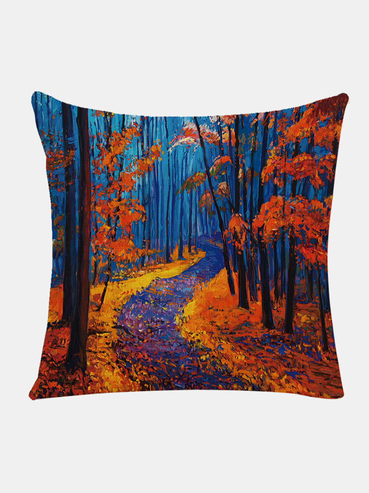 

1 PC Oil Dimensional Landscape Painting Linen Home Bedroom Living Room Decoration Cushion Cover Throw Pillow Cover Pillo