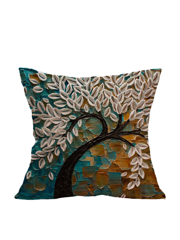Three-dimensional Tree Creative Painting Linen Pillowcase Sofa Home Cushion Pillowcase
