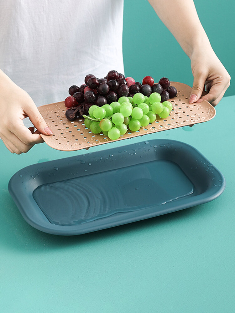 Double-Layer Drain Tray Washing Fruit Tray Household Living Room Fruit Storage Basket Snack Tray от Newchic WW