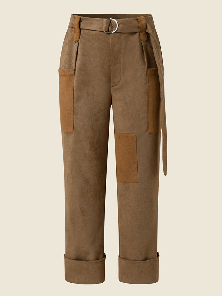 Contrast Panel Pocket Cowboy Pants For Women