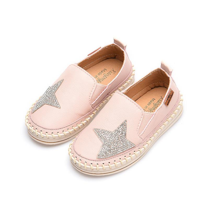 Girls Shining Sequined Star Decor Stitching Comfy Flat Shoes