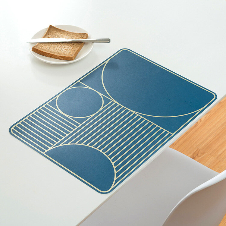 Simple Geometric Waterproof Table Mats Pot Bowl Anti-Heat Insulation Pad