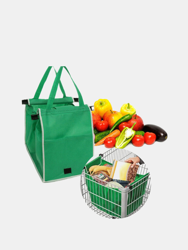 1 PC 43L Green Eco-friendly Bag For Supermarket Portable Shopping Trolley Fruit Vegetable Snacks Large Capacity Handbag