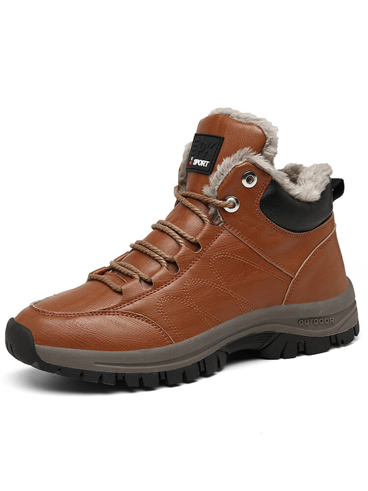 Men Comfy Microfiber Leather Warm Wearable Sole Outdoor Sport Hiking Boots