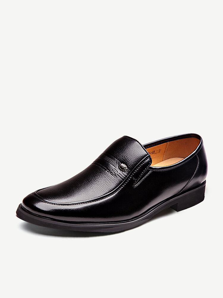 Men Microfiber Leather Non Slip Slip On Business Formal Shoes