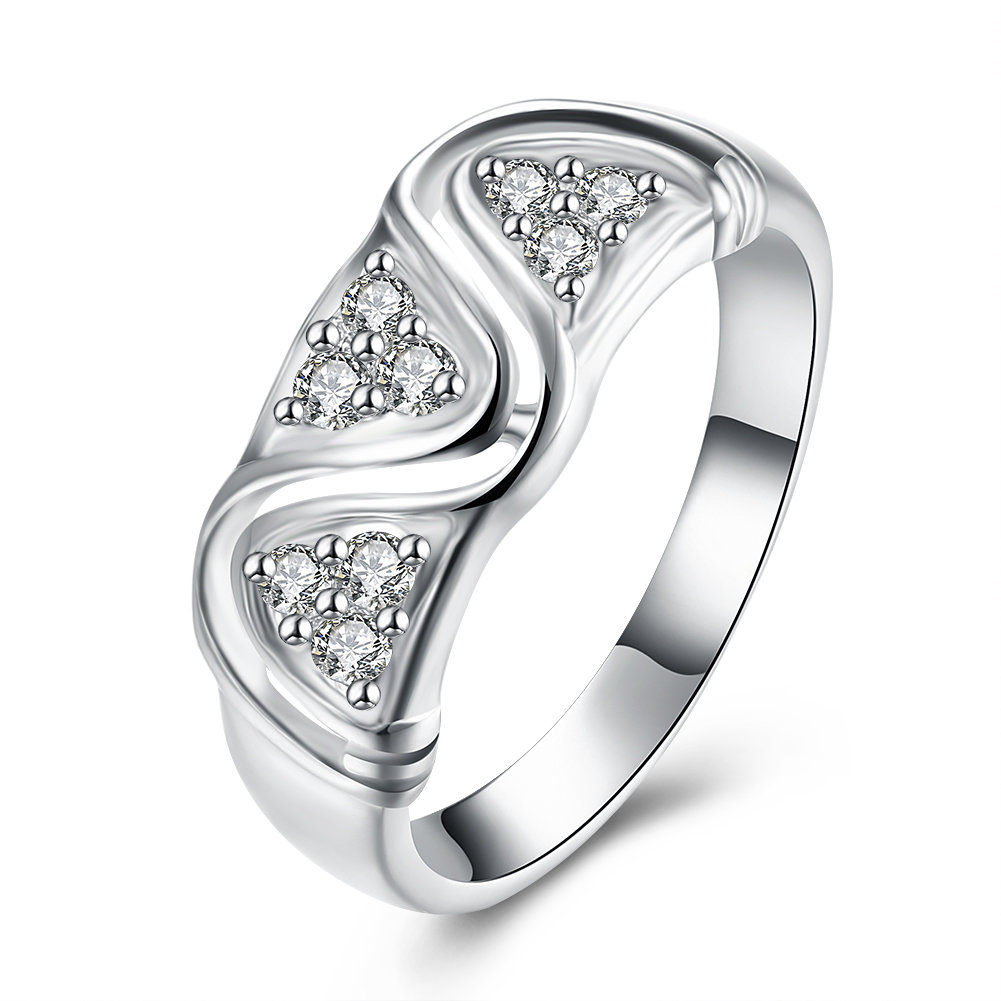 महिला उपहार के लिए YUEYIN महिला अंगूठी डब्ल्यू आकार Zircon अंगूठी
