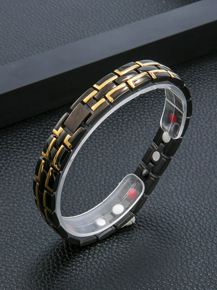 12mm Men Stainless Steel Chain Bracelet 4 In 1 Energy Magnet Bangle Health Care Jewelry Gift