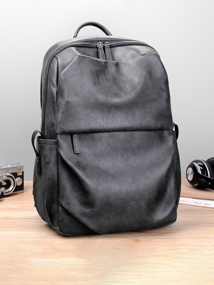 Menico Men Artificial Leather Vintage Large Capacity Backpack Waterproof Durable Bag