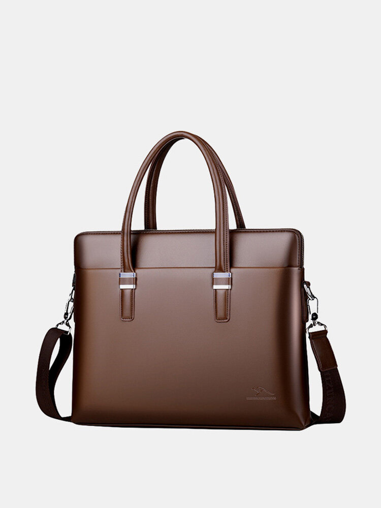 Men PU Leather 14 Inch Laptop Bag Briefcases Crossbody Bag Handbag