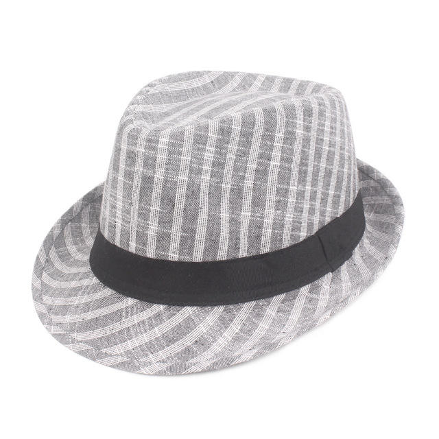 

Men's Hat Striped Retro Jazz Hat Middle-aged Hat Season Visor Old Hat Hat, Blue;gray;khaki