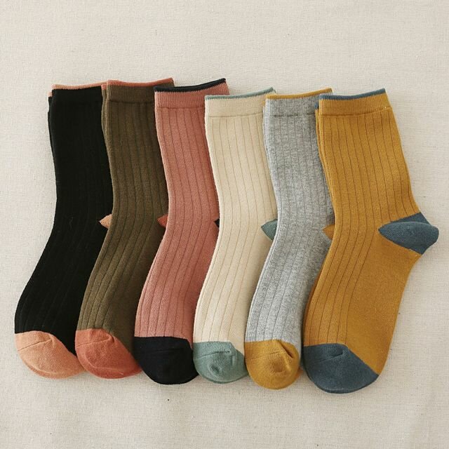 

New Tube Socks Ladies Solid Color Tube Socks Creative Models Cotton Color Matching Women Socks, Black;lotus root starch;white;light gray;yellow;army green