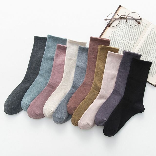 New Tube Socks Ladies Wild Color Long Stockings Harajuku Retro Cotton Breathable Women Socks