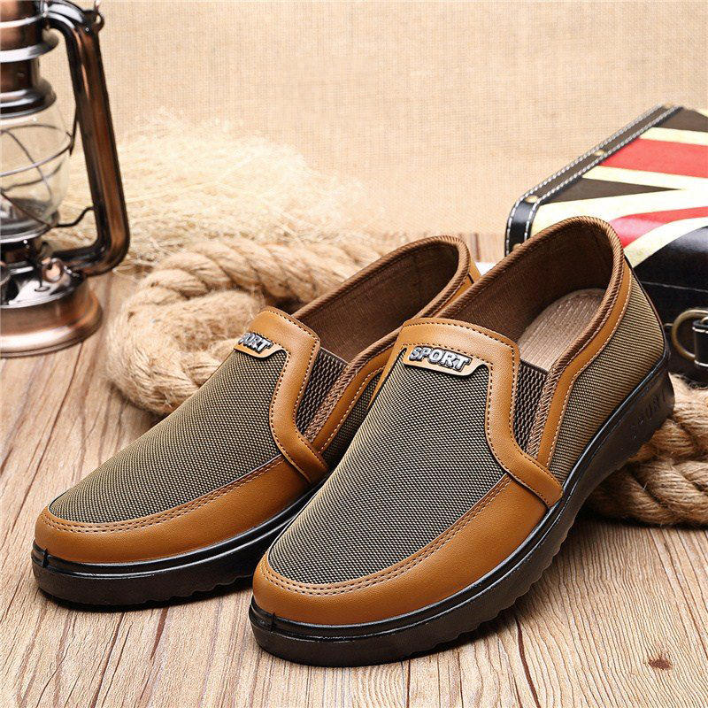 

Men Comfy Light Weight Flats Old Peking Style Slip On Casual Shoes, Yellow;black;brown