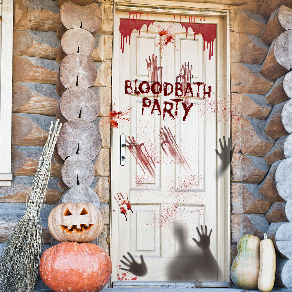 

Halloween Wall Stickers Horror Door Window Glass Decoration Blood Handprint Devil Stickers