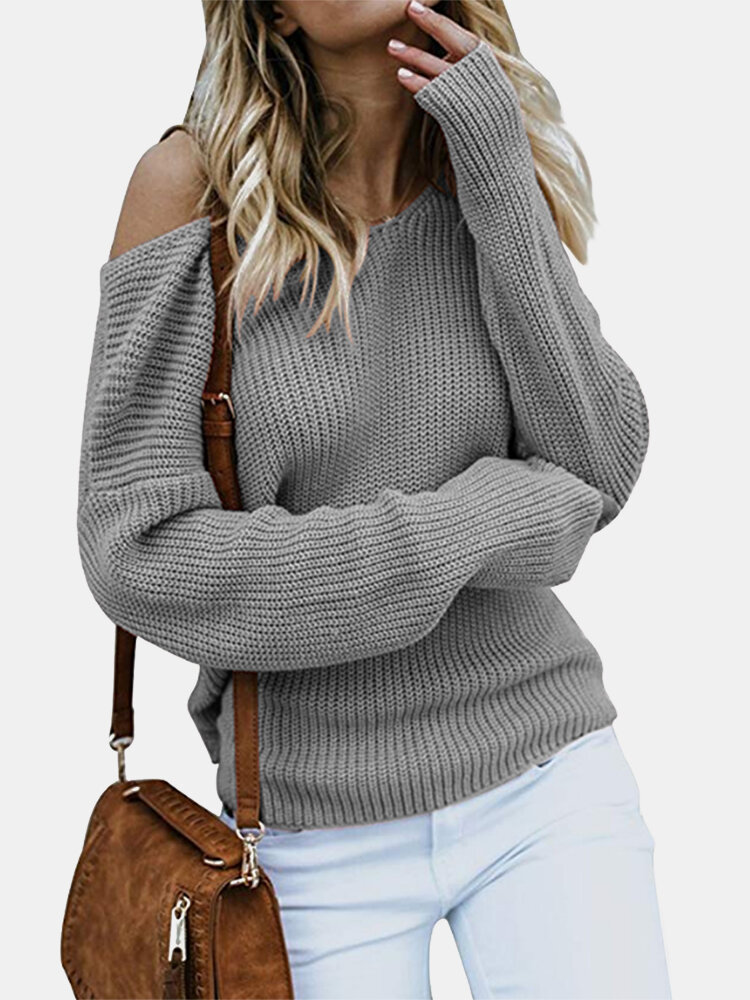 

O-neck Pullover Knotted Back Knitwear Long Sleeve Sweater, Pink;grey;blue;black;brown;white