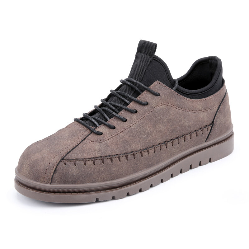 Men Hand Stitching Leather Outdoor Non Slip Soft Casual Shoes