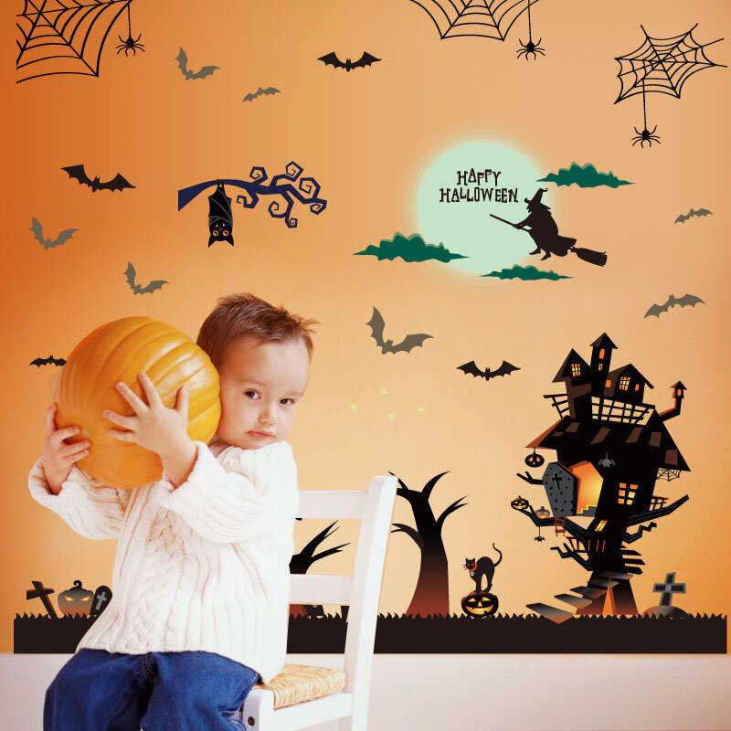 

Halloween Haunted House Castle Witch Wall Sticker Bar KTV Festival Decoration Wholesale PVC Sticker