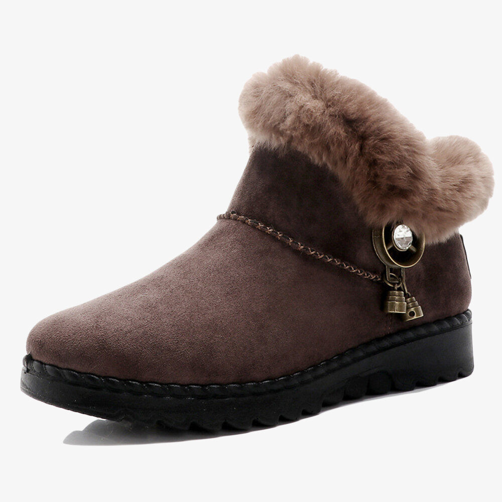 Suede Warm Fur Liing Slip On Ankle Casual Winter Boots