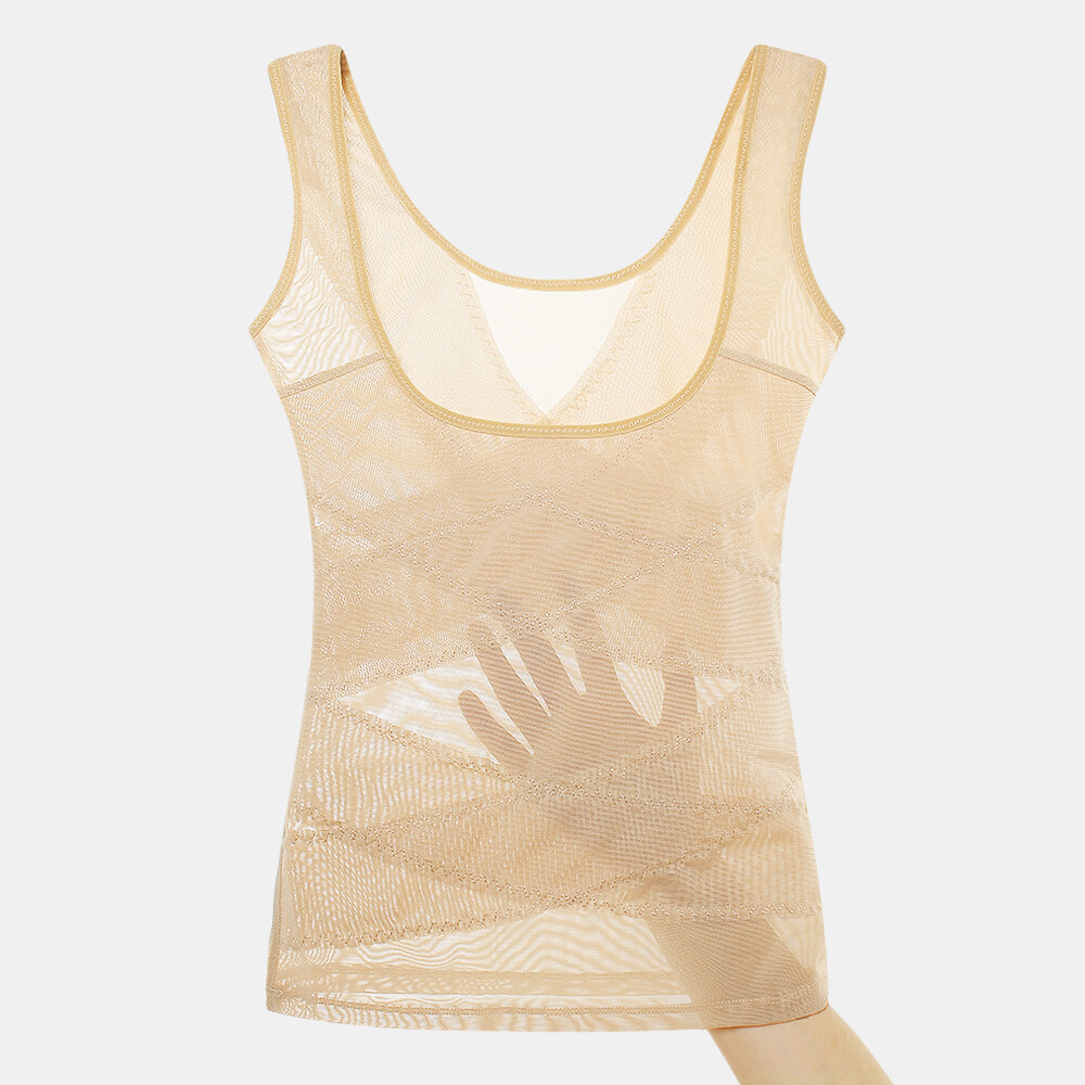 

Sexy See Through Mesh Open Bust Push Up Slimming Vest