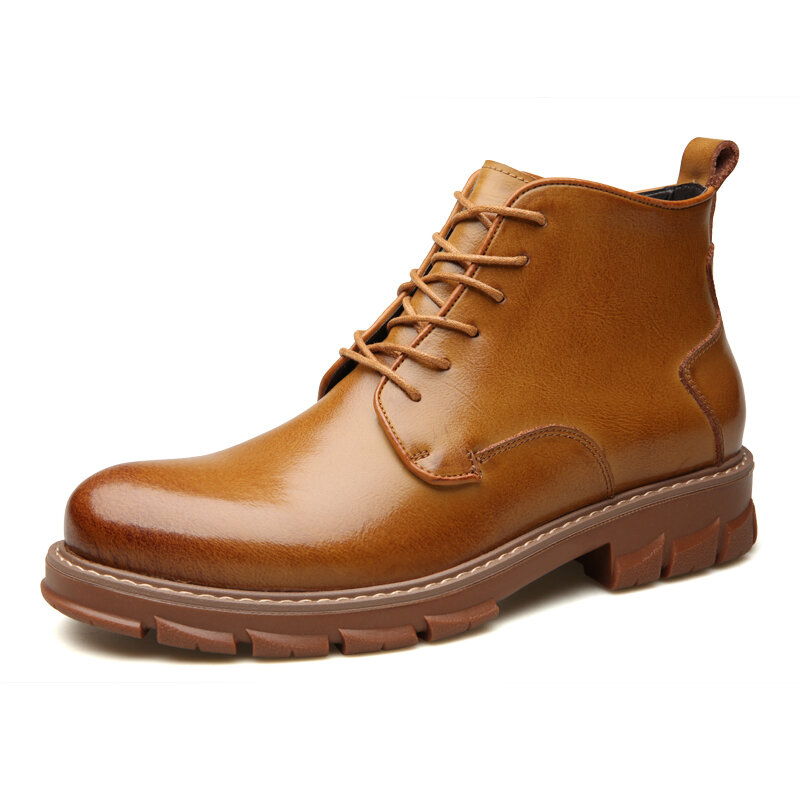 High-quality Men Retro Leather Non Slip Soft Sole Casual Tooling Boots ...