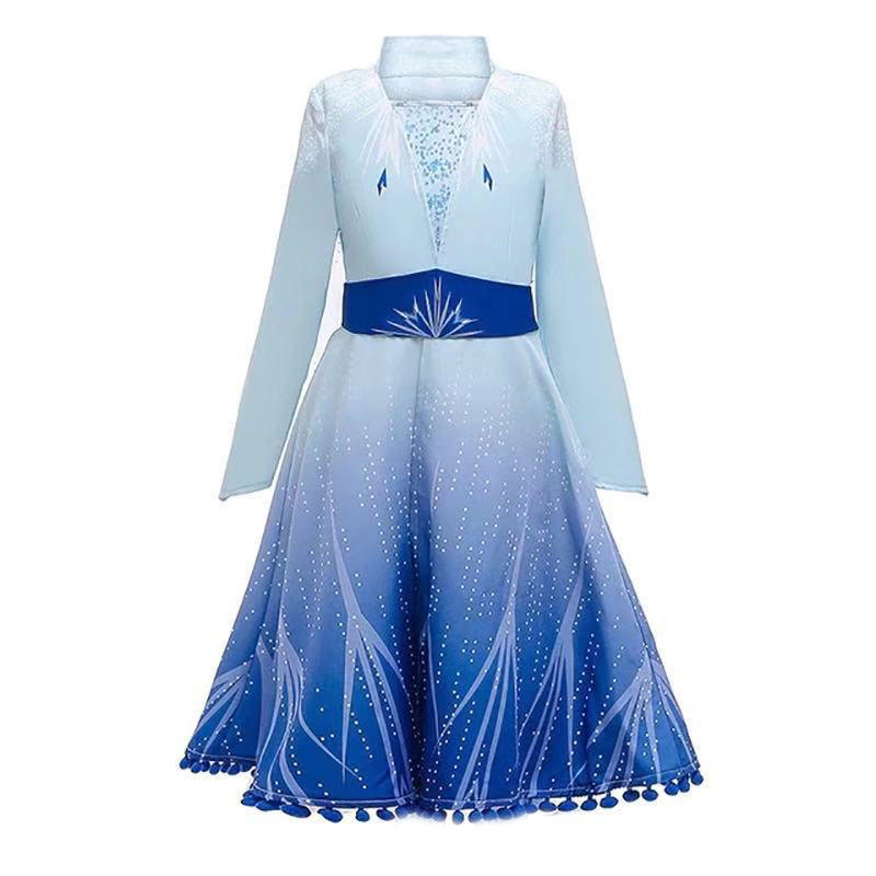

Girl's V-neck Snowflake Print Patchwork Wedding Princess Formal Coat For 4-15Y, Blue