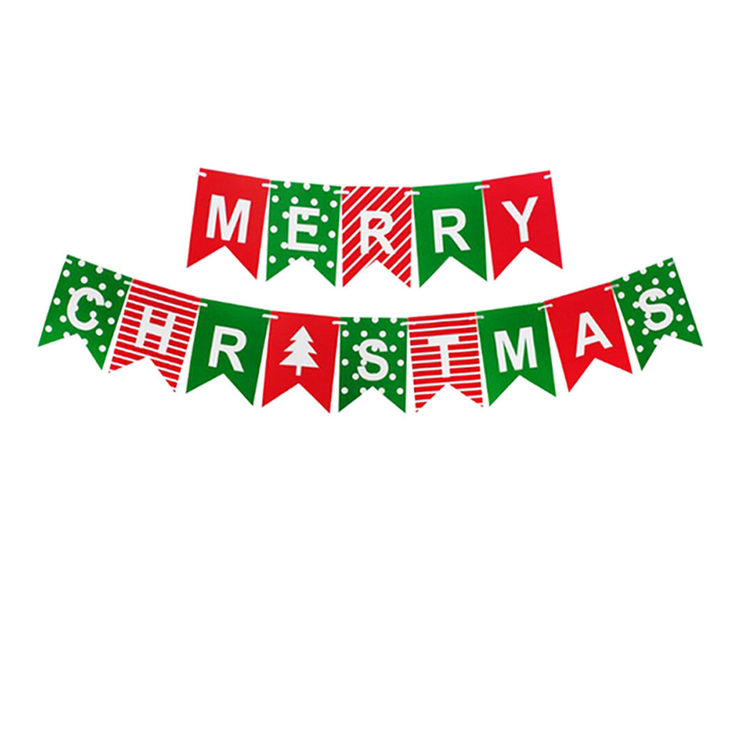 

1Set Merry Christmas Letters Banner Hanging Swallowtail Pull Flag Christmas Party Supplies Paper
