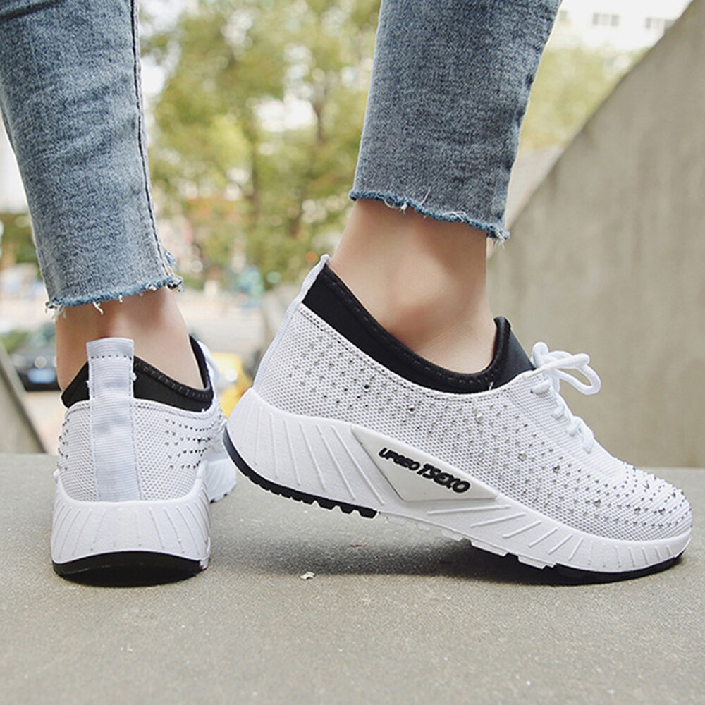 Athletic Mesh Slip Resistant Breathable Rhineston Causal Women&#039;s Shoes