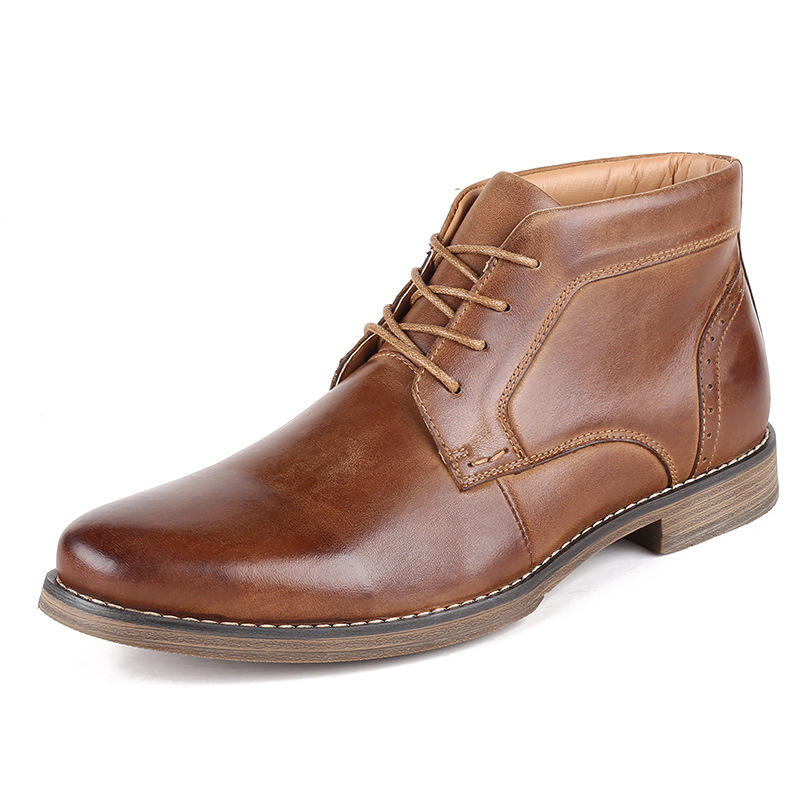 Men Genuine Leather Retro Color Non Slip Casual Ankle Boots 