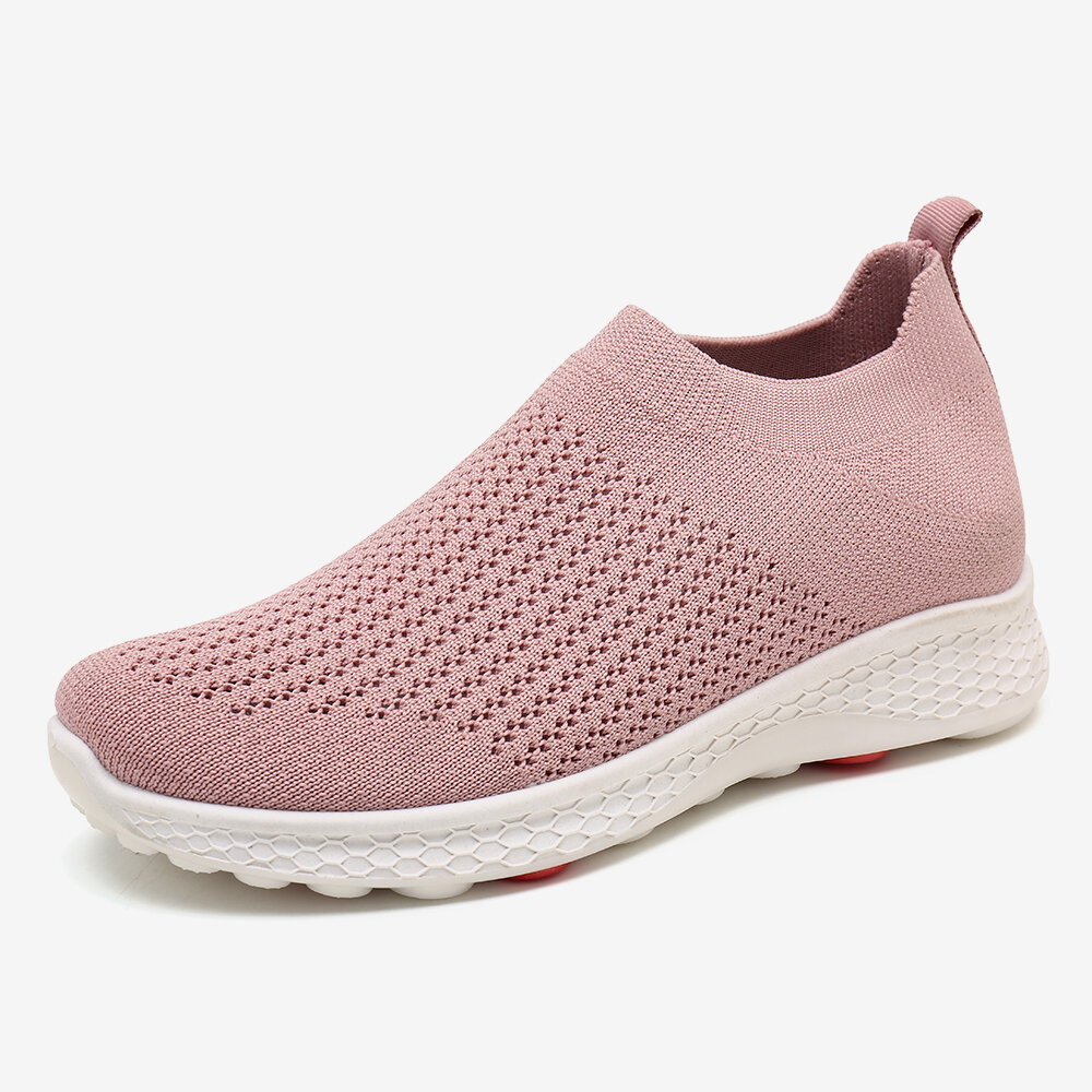 Women Big Size Women Mesh Breathable Solid Color Comfortable Flat Sneakers