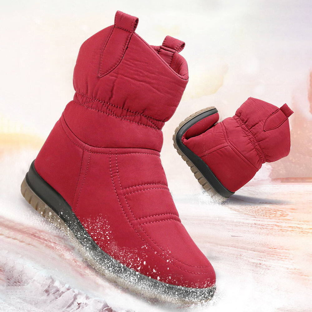Waterproof Cloth Slip On Soft Sole Casual Flat Snow Winter Boots For Women