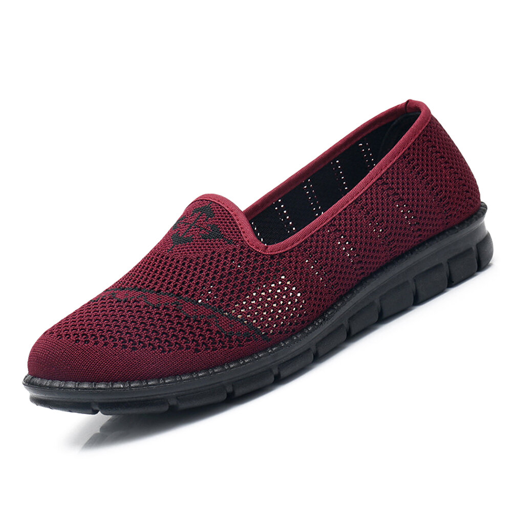 Mesh Hollow Out Breathable Slip On Soft Flat Shoes