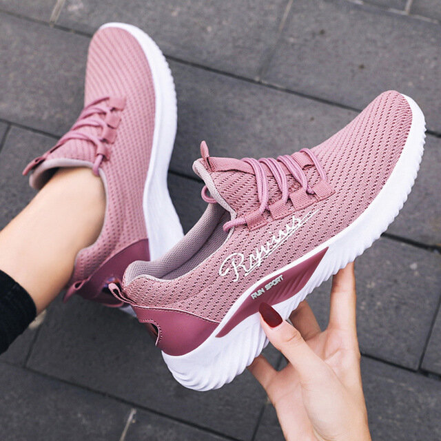 Mesh Lace Up Splicing Casual Womens Sport Shoes