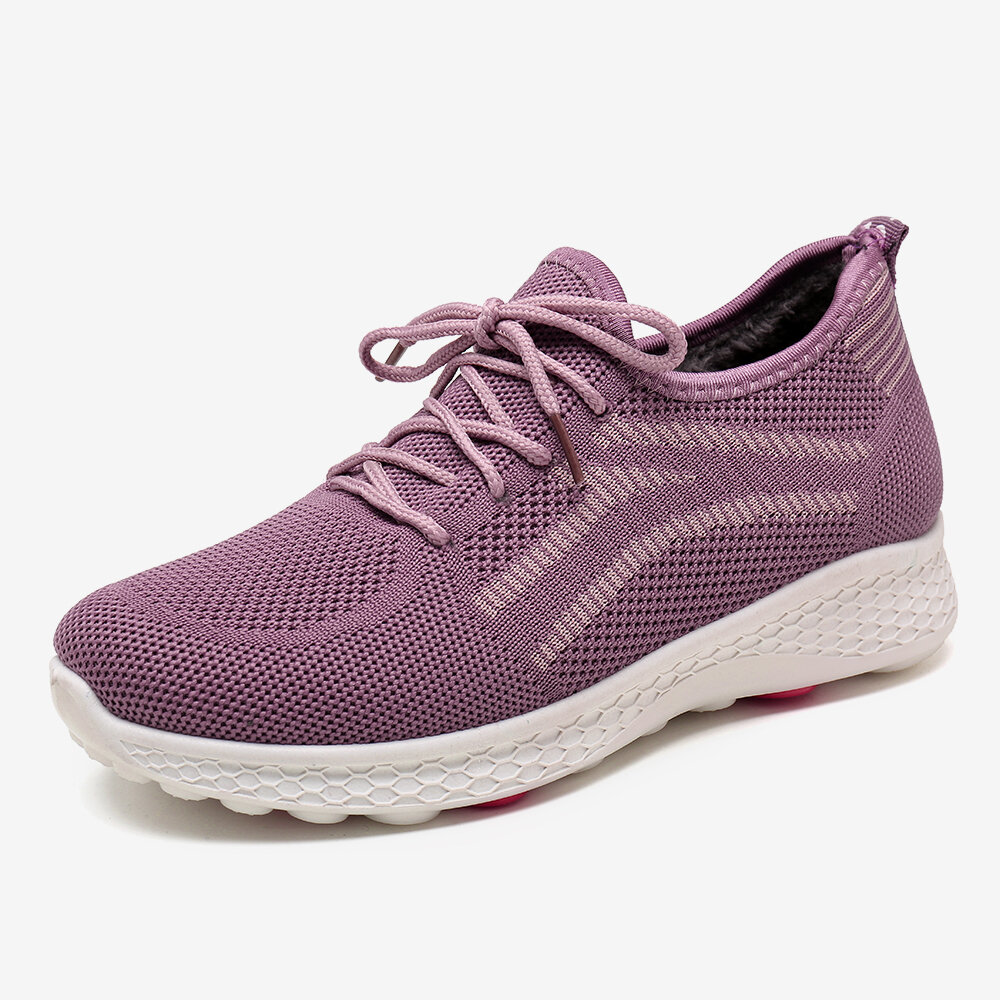 Women Mesh Breathable Comfy Warm Non Slip Lace Up Sneakers