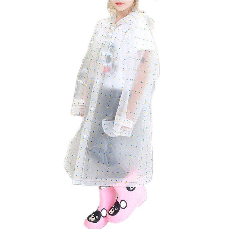 

Toddler Girls and Boys Transparent Hooded EVA Raincoat For 8-15Y, As picture