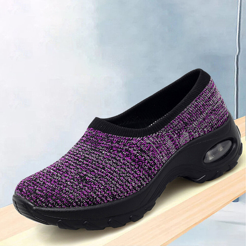 Large Size Mesh Cushioned Outdoor Slip On Platform Shoes For Women