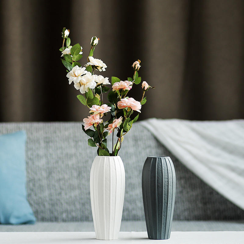 

Modern Ceramic Artificial Arrangement Flower Vases Tabletop Vase Home Decoration Flowerpot Gifts, White;gray