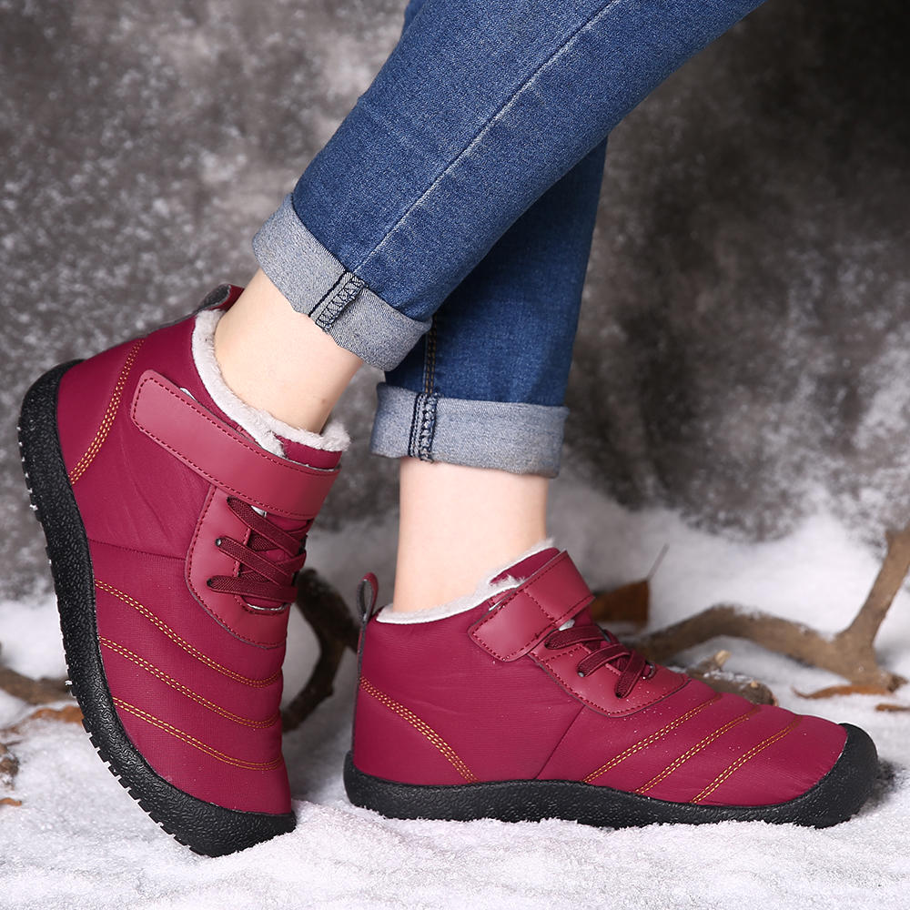 Large Size Women Snow Boots Waterproof Plush Lining Hook Loop Ankle Boots