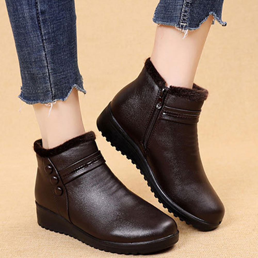 Winter Slip Resistant Plush Lining Black Casual Boots