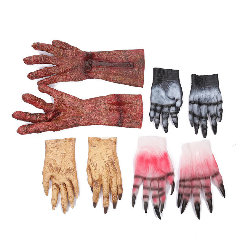 

Halloween Costume Party Cosplay Prop Terrorist Zombie Blood Latex Glove Party Decor Supplies 4 Style