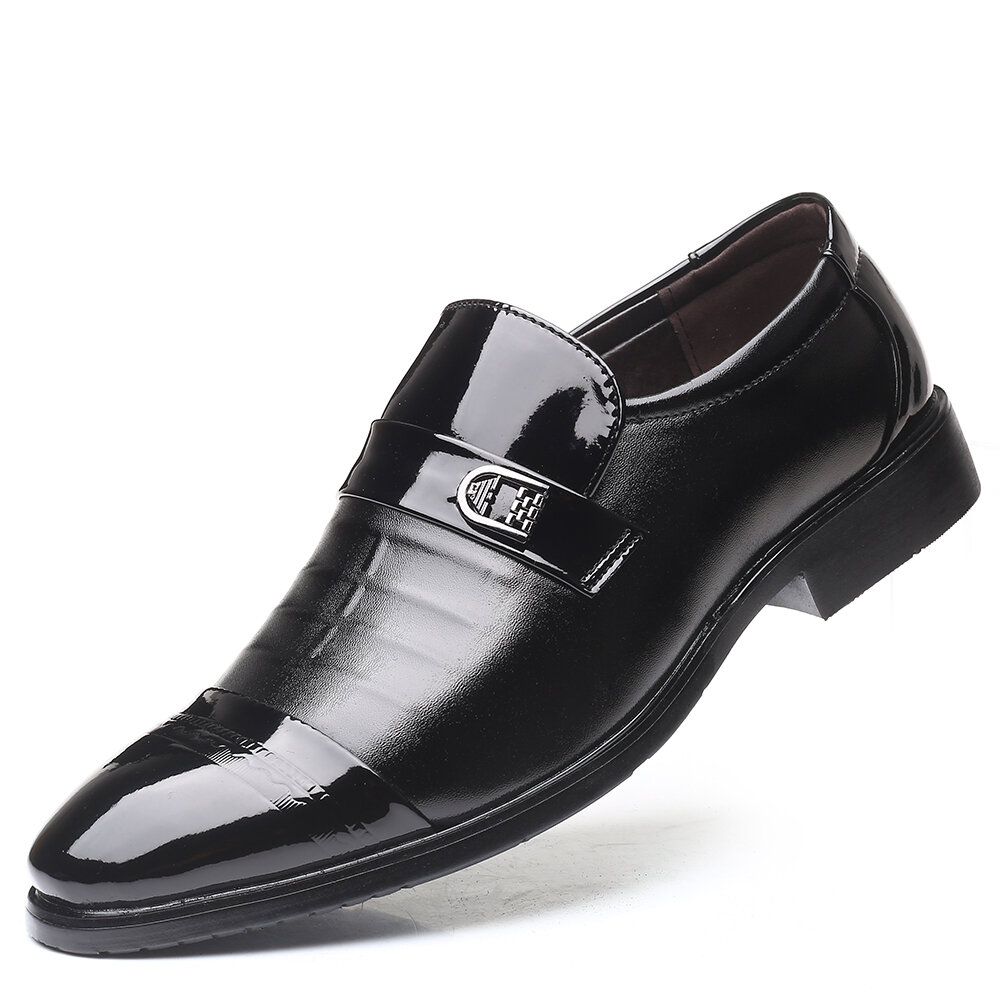 Men Classic Cap Toe Slip On Business Formal Comfy Casual Shoes