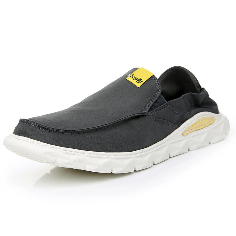 

Men Washed Canvas Elastic Slip On Comfy Soft Causal Shoes, Black;grey