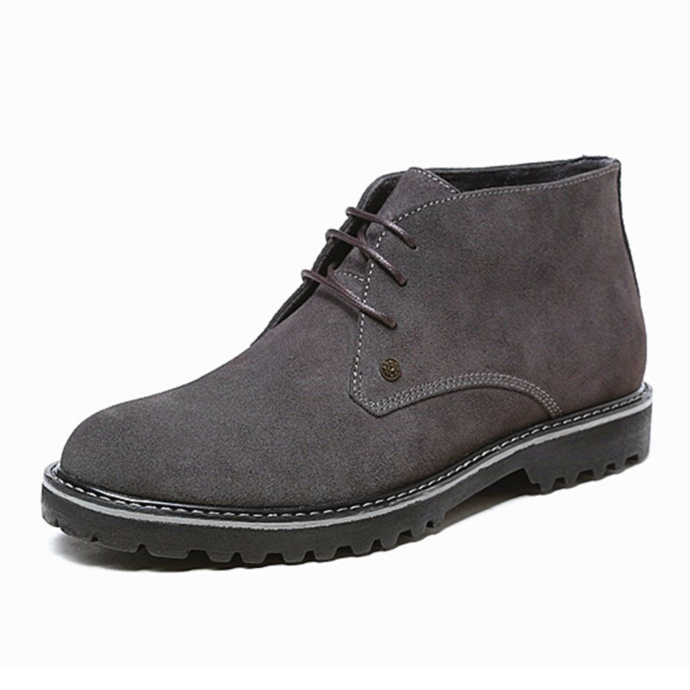 Men Classic Suede Comfy Slip Resistant Lace Up Casual Ankle Boots