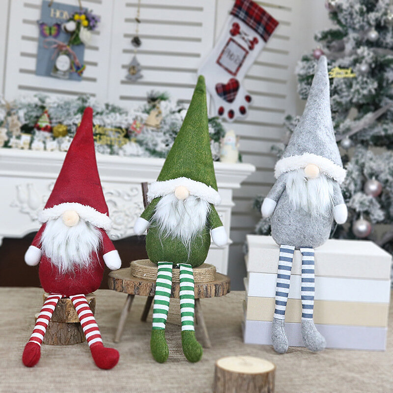 

Christmas Decorations Props Faceless Dolls Long Legs Sittings Santa Claus Pendant Window Decorations
