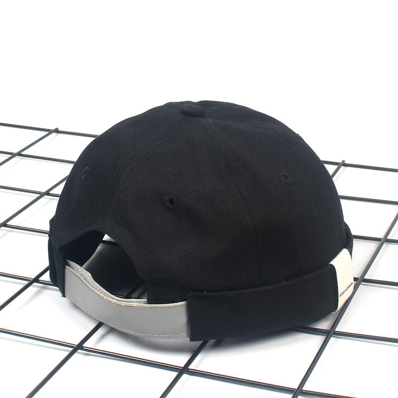 

Mens Adjustable Breathable Solid French Brimless Hats Vogue Retro Skullcap Sailor Cap, Black;blue;wine red