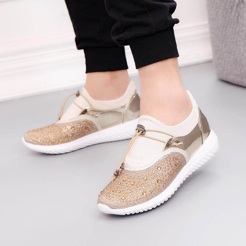 Automatic Shrink Shoelace Splicing Rhinestone Comfortable Outdoor Shoes
