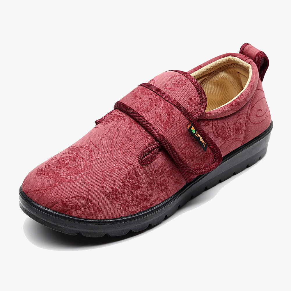 Cloth Pattern Soft Sole Breathable Hook Loop Shoes