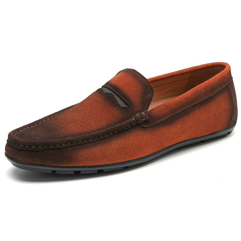 Menico Men Vintage Comfy Suede Loafers Slip On Gradient Color Casual Shoes